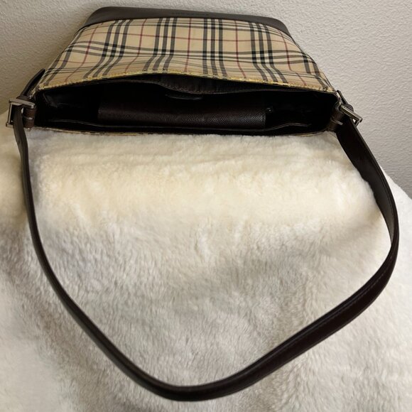 Burberry House Check and Brown Leather Shoulder Bag - Picture 6 of 16